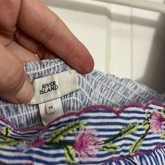 River Island Smocked Embroidered Cotton Mini Dress, M - Picture 6 of 14